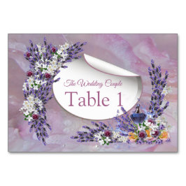 Tarjeta De Mesa Flores de tubérculo y lavanda