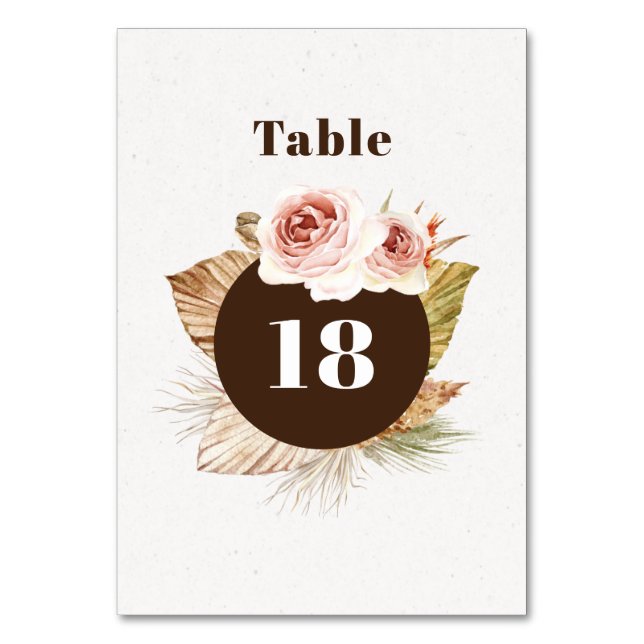 Tarjeta De Mesa Flores del desierto boho boda floral (Anverso)
