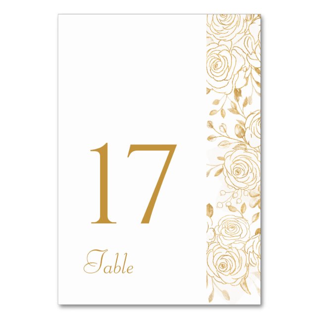 Tarjeta De Mesa Flores Doradas (Anverso)