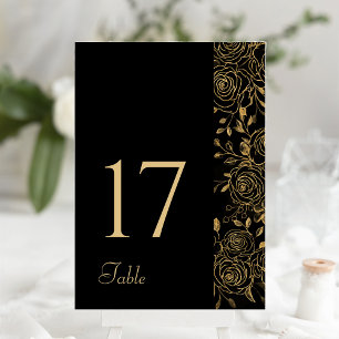 Tarjeta De Mesa Flores Doradas
