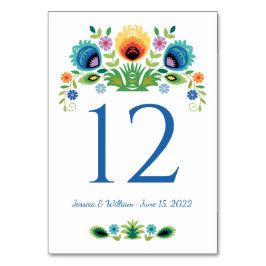 Tarjeta De Mesa Flores Folclóricas Polacas Lavanda y Amarillo