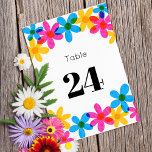Tarjeta De Mesa Flores Hippie Brillantes y Negrita Boda Primaria<br><div class="desc">Estas tarjetas bodas con números de mesa ofrecen un estilo retro moderno con flores de pasto hippie de color amarillo brillante, azul y rosa magenta. Los gráficos dibujados a mano están diseñados para imitar la impresión de estilo risográfico clásico. Todo el texto de estas invitaciones está listo para su toque...</div>