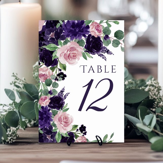 Tarjeta De Mesa Flores | Leyenda de rosas moradas y rosas (Subido por el creador)