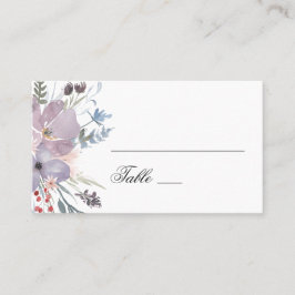 Tarjeta De Mesa Flores moradas acuarelas. Boda floral de Lavender