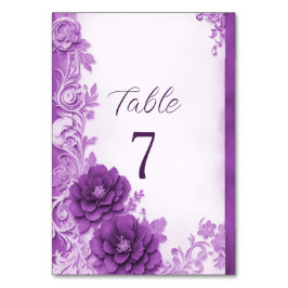 Tarjeta De Mesa Flores moradas florecen número de tabla