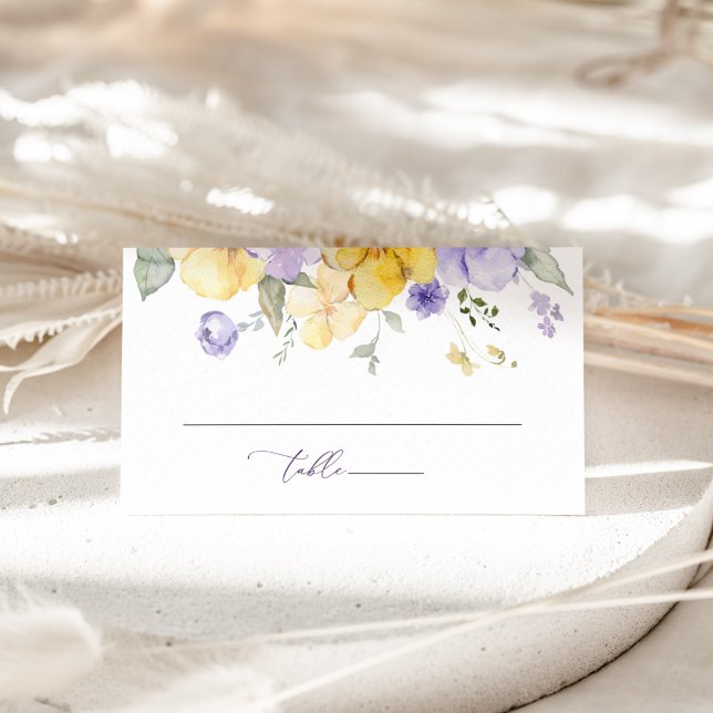 Tarjeta De Mesa Flores Moradas, Flores Amarillas, Despedida de Sol (Subido por el creador)