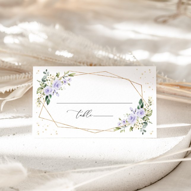 Tarjeta De Mesa Flores moradas, flores blancas, boho, Boda (Subido por el creador)