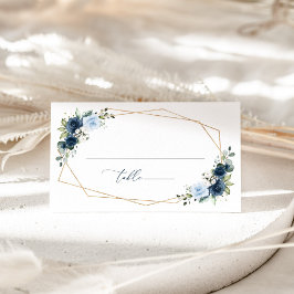 Tarjeta De Mesa Flores Navy, Flores Azules, Boho, Boda Floral