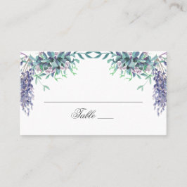Tarjeta De Mesa Flores púrpuras. Boda floral de jardín. Lavanda