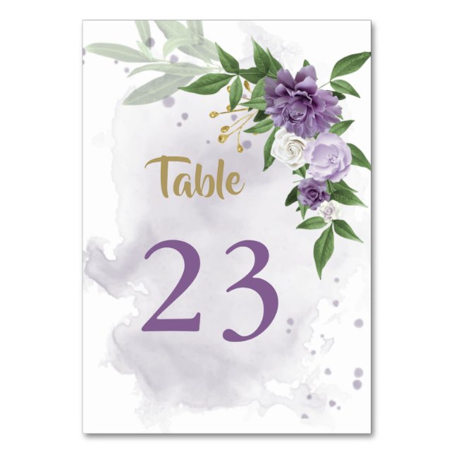 Tarjeta De Mesa flores púrpuras vegetación (Anverso)
