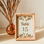Tarjeta De Mesa Flores retro Boho | BODA<br><div class="desc">Estas tarjetas bodas de moda cuentan con flores retro elegantes y hojas en colores neutros vintage como el marrón,  el beige,  el oro,  el verde oliva y la crema de marfil con texto de estilo retro. Por favor,  asegúrese de personalizar y de comprar una tarjeta independiente para cada mesa.</div>