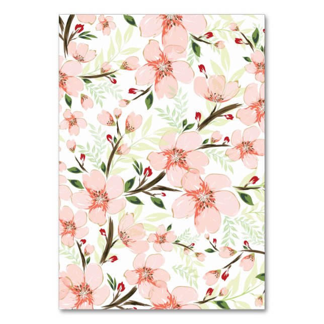 Tarjeta De Mesa Flores rosadas (Anverso)