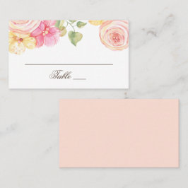 Tarjeta De Mesa Flores rosadas de acuarela. Boda floral rosada