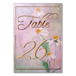 Tarjeta De Mesa Flores rosadas de margarita/guarnición de oro