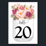 Tarjeta De Mesa Flores rosadas Matrimonio rural Mason Jar<br><div class="desc">Mason Jar con acuarela de color rosa floral. Estilo romántico de moda boho. Debe crear cada número de tabla por separado. 1. Agregar número de tabla al diseño. 2. Añade a tu carrito. 3. Repita el procedimiento para cada número de tabla que necesite. Para cambios adicionales (color de fuente, estilo...</div>