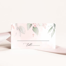 Tarjeta De Mesa Flores rosadas sonrojadas, Verdor, Boho, Bautizo f