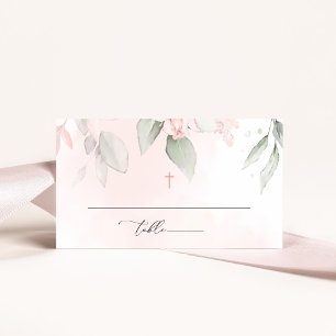 Tarjeta De Mesa Flores rosadas sonrojadas, Verdor, Boho, Bautizo f