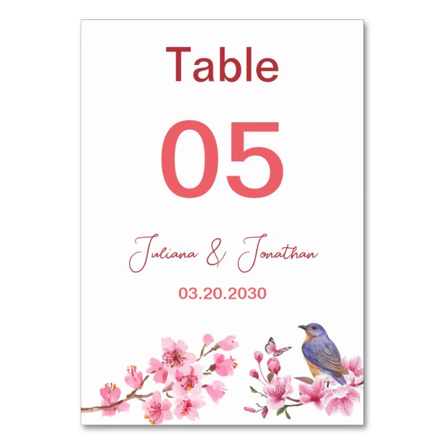 Tarjeta De Mesa Flores rosas Flores acuáticas femeninas Boda (Anverso)