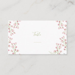 Tarjeta De Mesa Flores rosas, número de tabla de guiones verdes