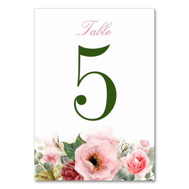 Tarjeta De Mesa Flores rosas y vegetación (Anverso)