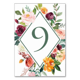 Tarjeta De Mesa Flores rusas de otoño con altos números de tabla v