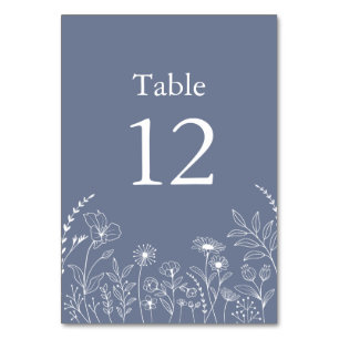 Tarjeta De Mesa Flores salvajes de Boho azul y agitado