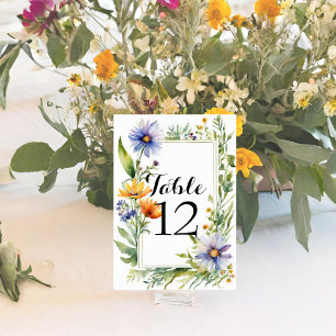 Tarjeta De Mesa Flores salvajes de color verde sabio Boda en el ja