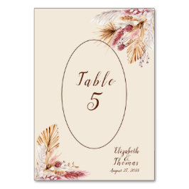 Tarjeta De Mesa Flores secas BOHO hierba de Pampas boda 