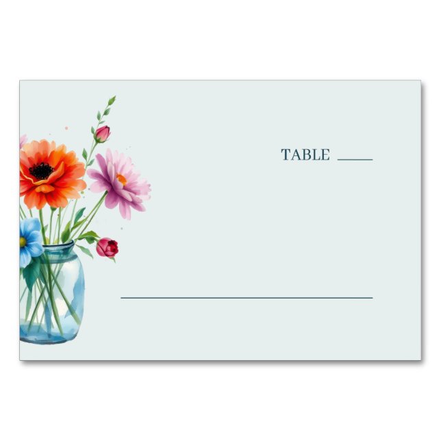 Tarjeta De Mesa Flores Serenas de Acuarela en Pastel (Anverso)