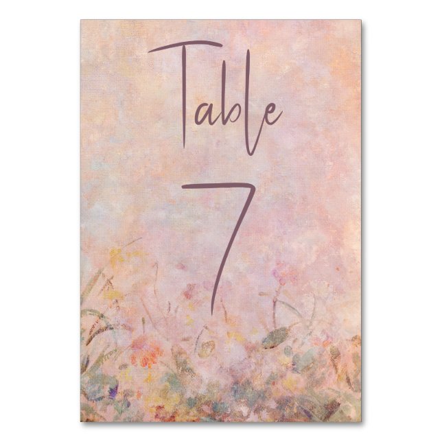Tarjeta De Mesa Flores silvestres acuarela Floral Wedding Receptio (Anverso)