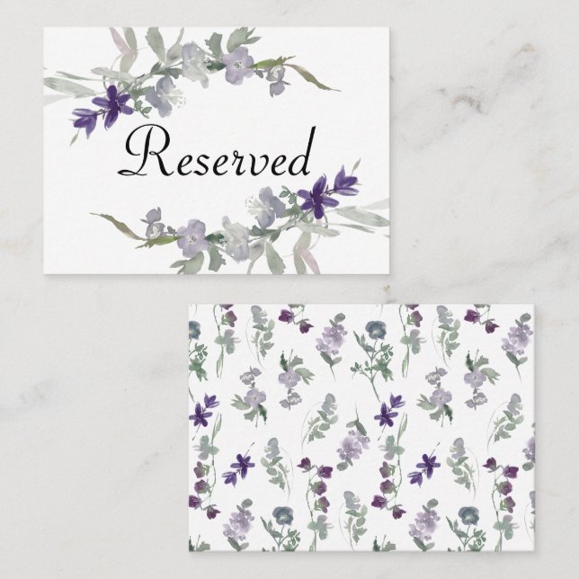Tarjeta De Mesa Flores silvestres acuáticas Flor de lavanda Floral (Anverso / Reverso)