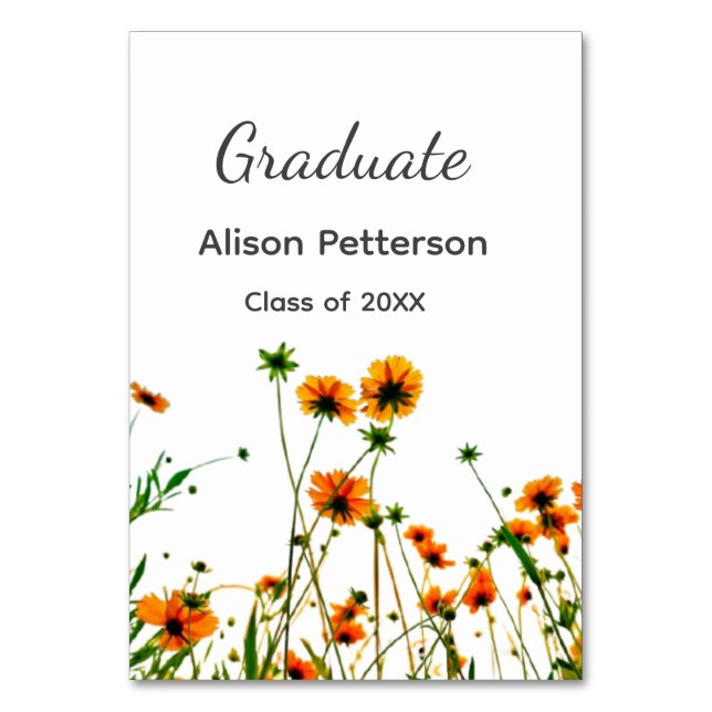 Tarjeta De Mesa flores silvestres amarillas modernas graduadas rús (Anverso)