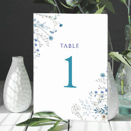 Tarjeta De Mesa flores silvestres azules de color agua Tabla númer