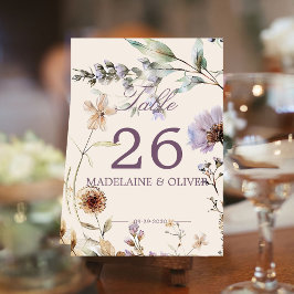 Tarjeta De Mesa Flores silvestres Boda moderno guión elegante