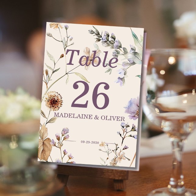 Tarjeta De Mesa Flores silvestres Boda moderno guión elegante (Subido por el creador)