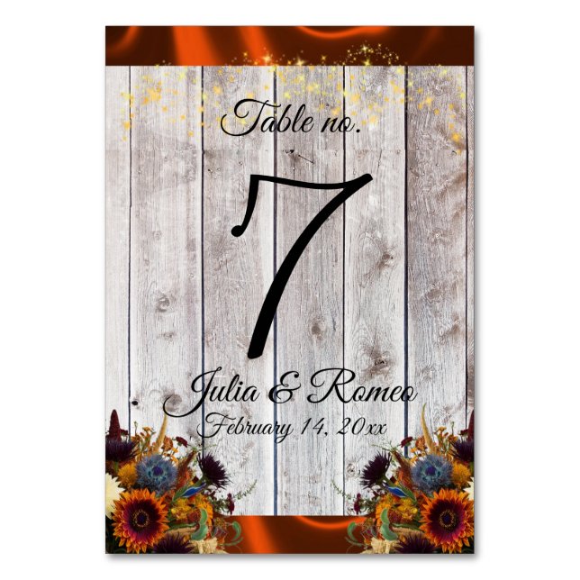 Tarjeta De Mesa Flores silvestres, cintas y luces - Cobre (Anverso)