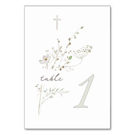 Tarjeta De Mesa flores silvestres delicadas ramo Bautismo n 1