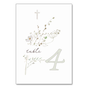 Tarjeta De Mesa flores silvestres delicadas ramo Bautismo n 4