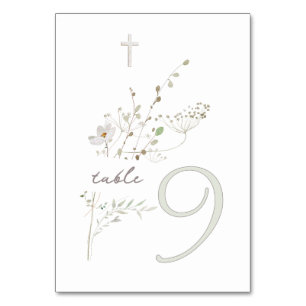 Tarjeta De Mesa flores silvestres delicadas ramo Bautismo n 9