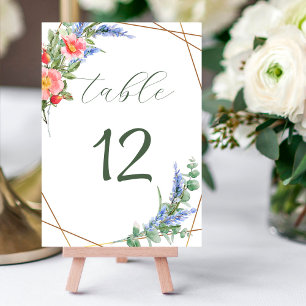 Tarjeta De Mesa Flores silvestres Faux Relieve metalizado dorado M