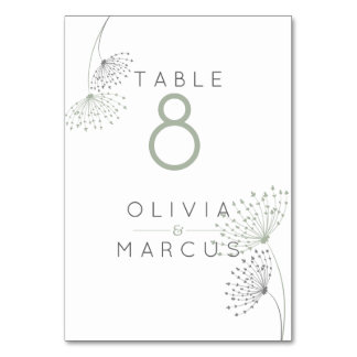 Tarjeta De Mesa Flores simples de doodle mínimo de color Sage verd