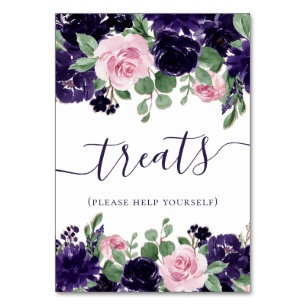 Tarjeta De Mesa Flores   Tratamientos de rosas moradas y rosas