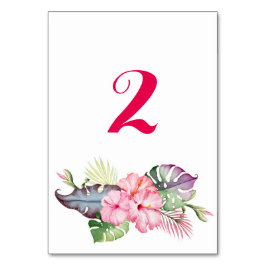 Tarjeta De Mesa Flores tropicales acuarela boda número de tabla