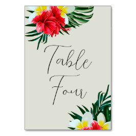 Tarjeta De Mesa Flores Tropicales Hawaianas Boda Elegante sobre Sa