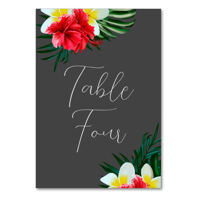 Tarjeta De Mesa Flores tropicales hawaianas elegían matrimonio en  (Anverso)