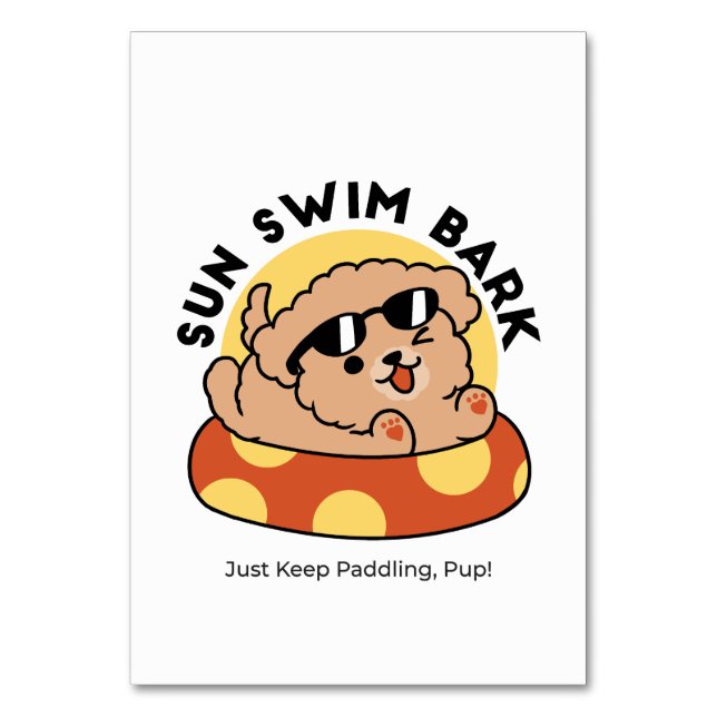 Tarjeta De Mesa Flotación de perro de verano de Guay - Fiesta de p (Anverso)