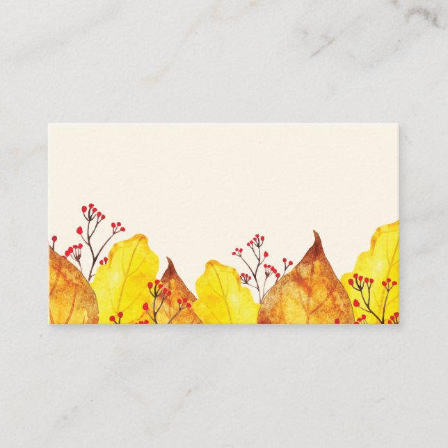 Tarjeta De Mesa Foliage de Acción de Gracias de otoño en acuarela (Anverso)