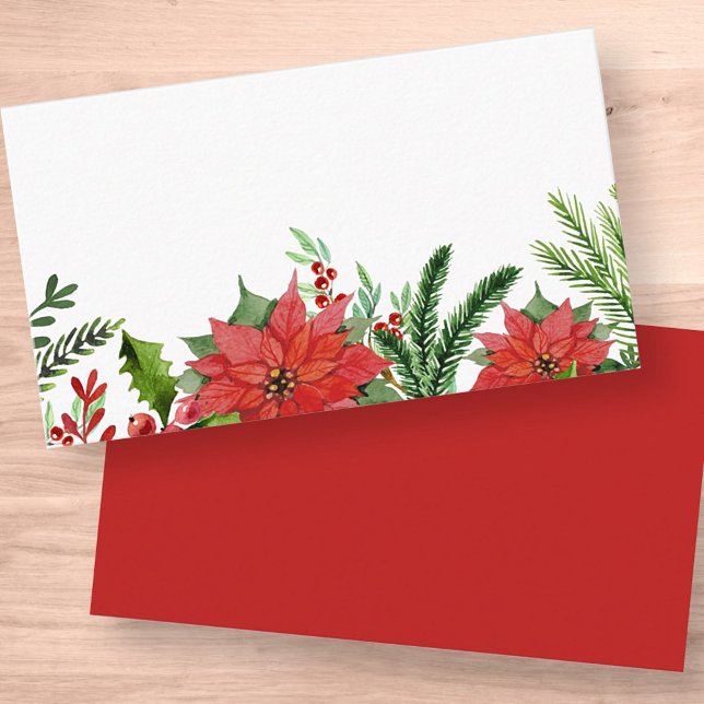 Tarjeta De Mesa Foliage floral de acuarela Holly | Vacaciones (Subido por el creador)