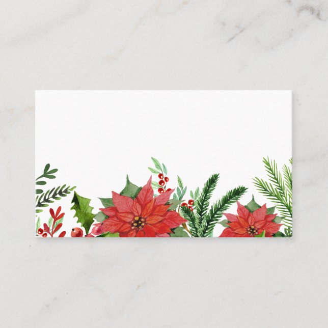 Tarjeta De Mesa Foliage floral de acuarela Holly | Vacaciones (Anverso)