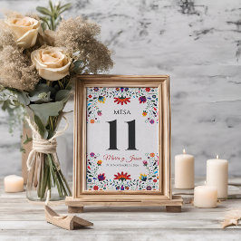 Tarjeta De Mesa Folk Art Floral Botanical Fiesta Spanish Wedding